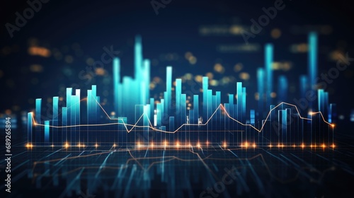Financial data graph chart report statistic marketing research development planning management strategy analysis accounting. Financial business technology hologram concept. Comeliness photo