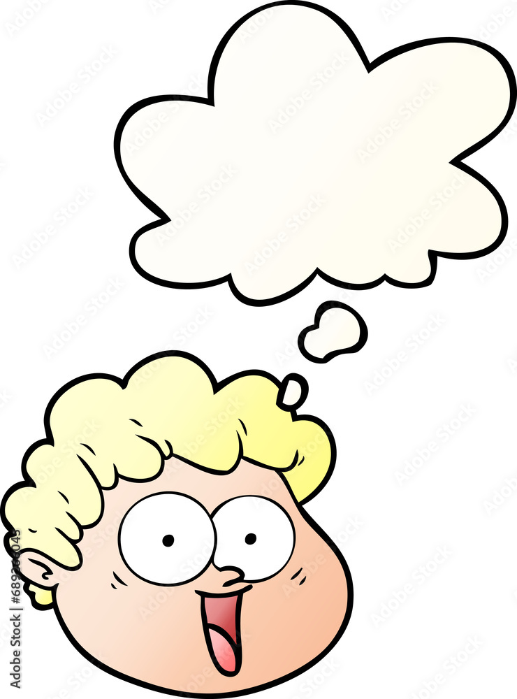 cartoon male face with thought bubble in smooth gradient style cartoon male face with thought bubble in smooth gradient style