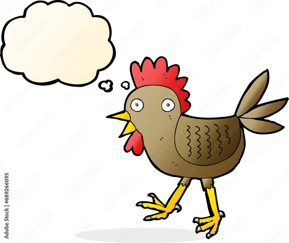 funny cartoon chicken with thought bubble funny cartoon chicken with thought bubble