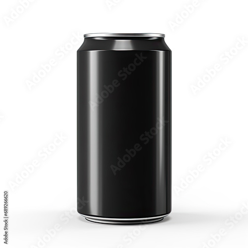 Black Aluminum Beverage Can Packshot Mockup Isolated on White Background
