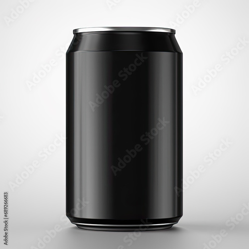 Matte Black Aluminum Beverage Can Packshot Mockup Isolated on Grey Background