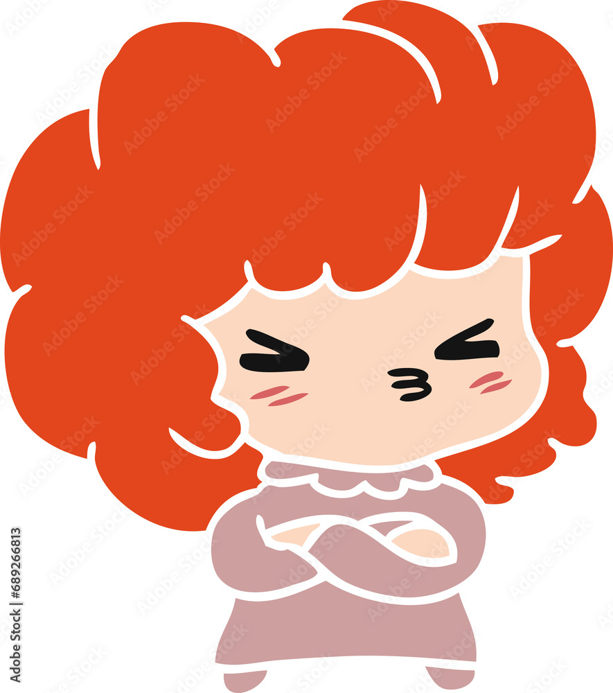 cartoon illustration of a cute cross kawaii girl cartoon illustration of a cute cross kawaii girl