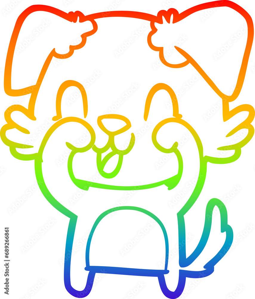 rainbow gradient line drawing of a laughing cartoon dog rainbow gradient line drawing of a laughing cartoon dog