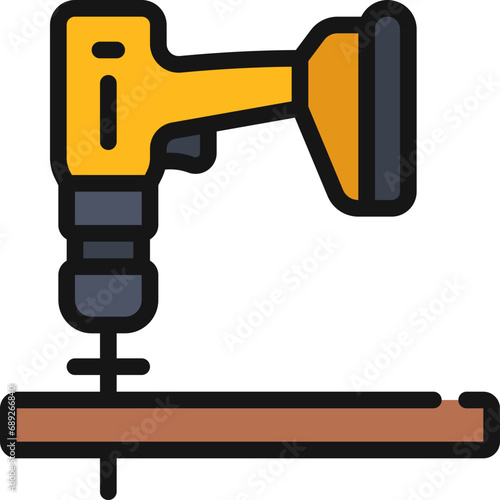 Drill Screwing Into Wood Icon