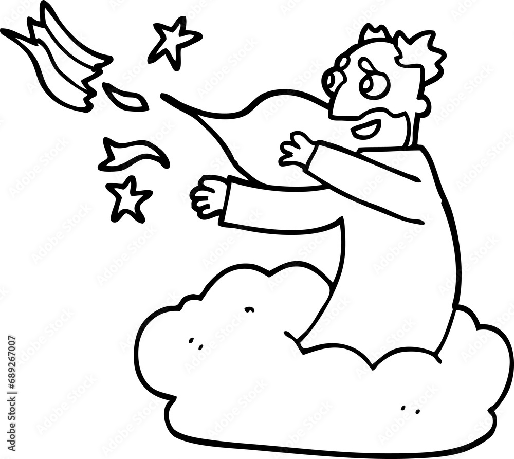 line drawing cartoon god on cloud line drawing cartoon god on cloud
