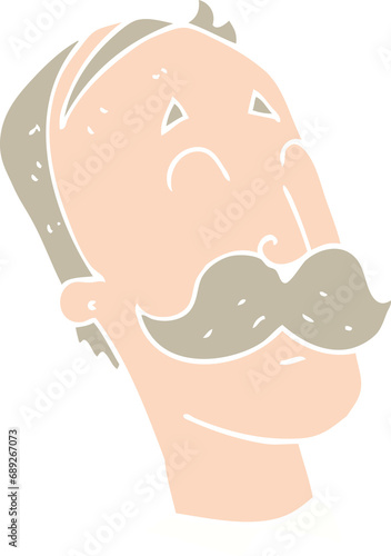 flat color illustration of ageing man with mustache