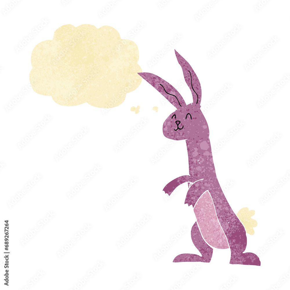 Obraz premium cartoon rabbit with thought bubble
