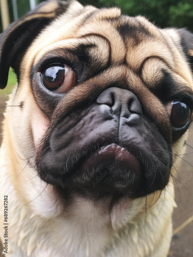 Ugly Pug closeup dog portrait