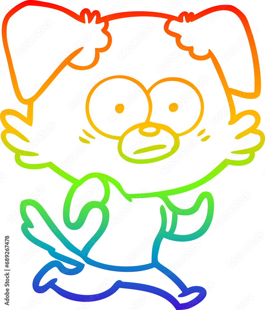 Obraz premium rainbow gradient line drawing of a nervous dog cartoon