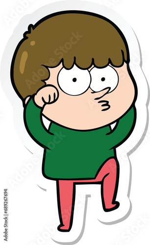 Wallpaper Mural sticker of a cartoon curious boy rubbing eyes in disbelief Torontodigital.ca