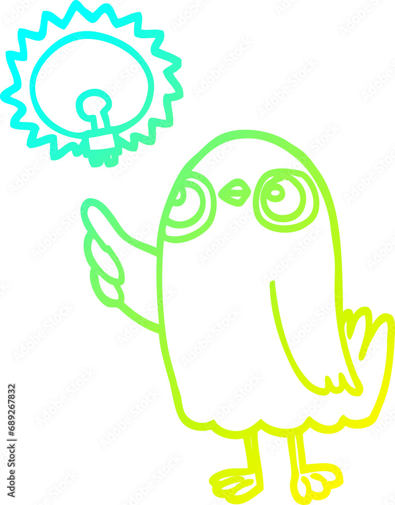cold gradient line drawing of a cartoon bird with great idea cold gradient line drawing of a cartoon bird with great idea