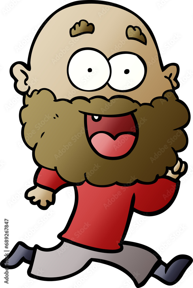 cartoon crazy happy man with beard running cartoon crazy happy man with beard running