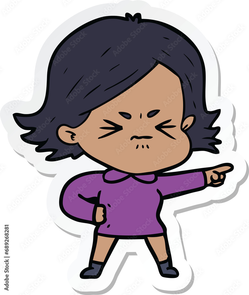 sticker of a cartoon angry woman sticker of a cartoon angry woman