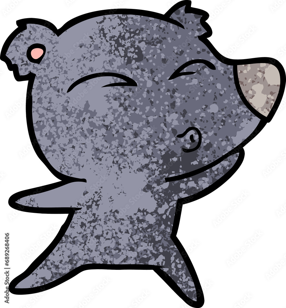 Obraz premium cartoon whistling bear