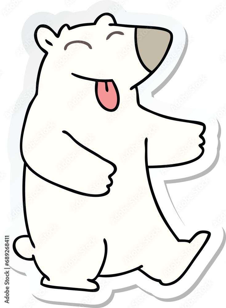 sticker of a quirky hand drawn cartoon polar bear sticker of a quirky hand drawn cartoon polar bear