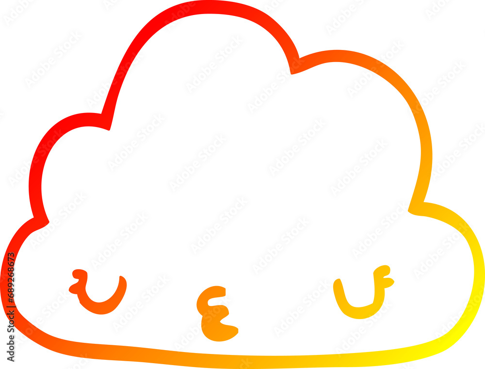 warm gradient line drawing of a cute cartoon cloud warm gradient line drawing of a cute cartoon cloud