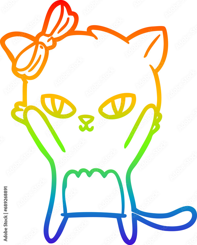 rainbow gradient line drawing of a cute cartoon cat rainbow gradient line drawing of a cute cartoon cat