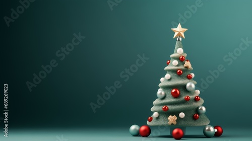Christmas Tree new year decorations space text Green Background gift
