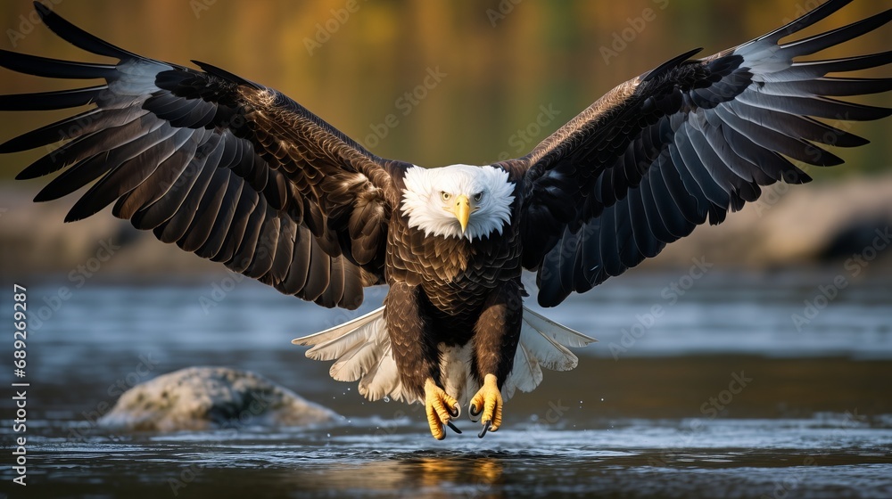 A pair of bald eagles with their wings spread wide open A pair of bald eagles with their wings spread wide open