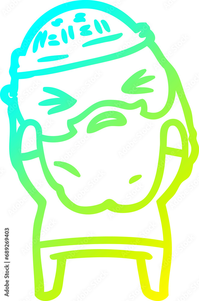 cold gradient line drawing of a cartoon man with beard cold gradient line drawing of a cartoon man with beard