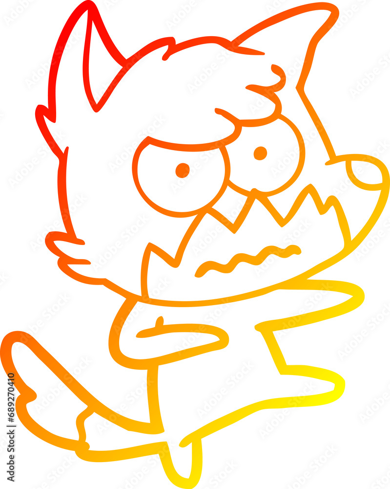 warm gradient line drawing of a cartoon annoyed fox warm gradient line drawing of a cartoon annoyed fox