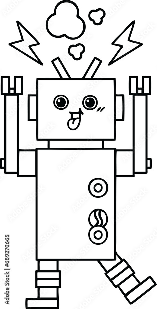 line drawing cartoon of a robot line drawing cartoon of a robot
