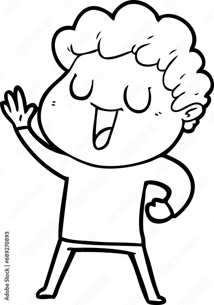 waving cartoon man