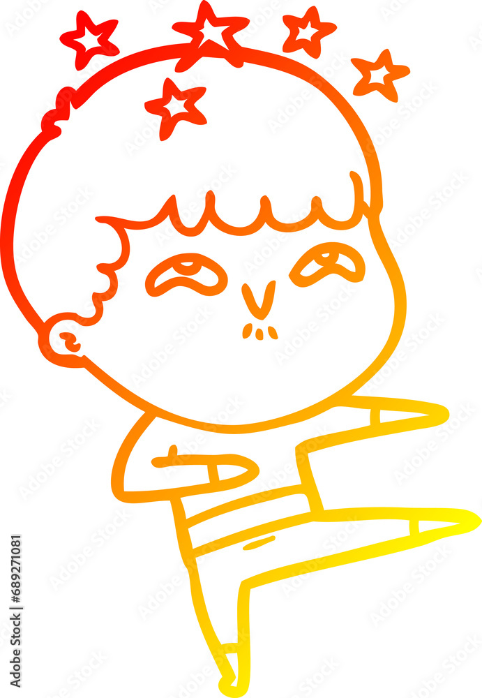 warm gradient line drawing of a cartoon amazed boy warm gradient line drawing of a cartoon amazed boy
