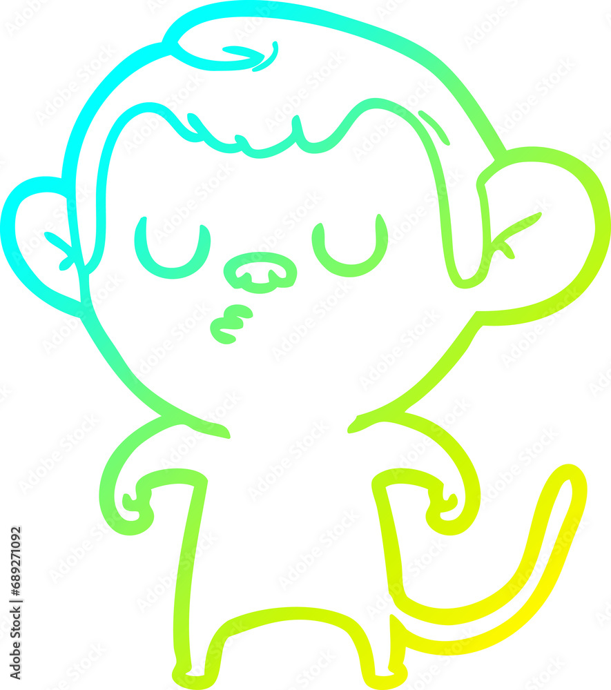 cold gradient line drawing of a cartoon monkey cold gradient line drawing of a cartoon monkey
