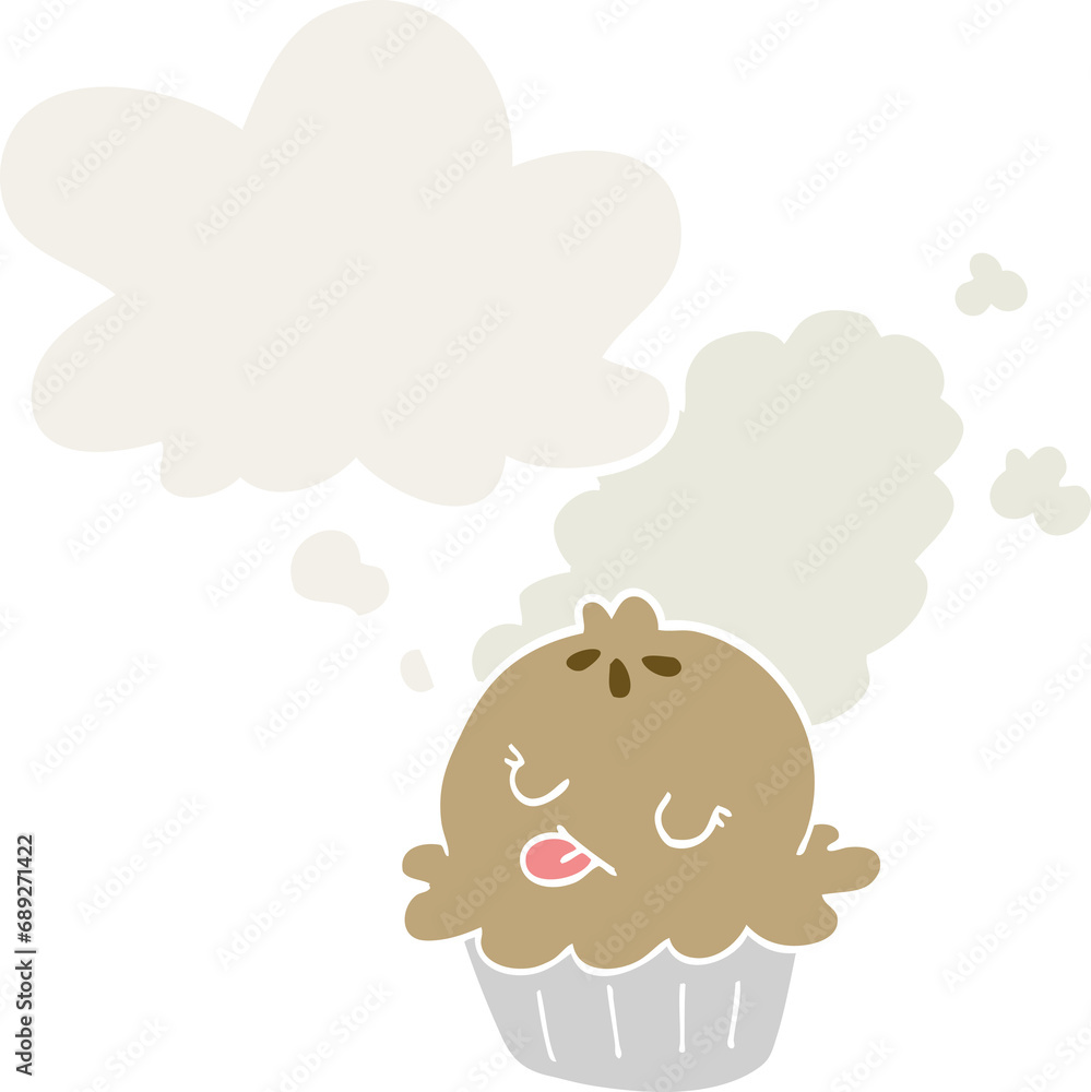 cute cartoon pie with thought bubble in retro style cute cartoon pie with thought bubble in retro style