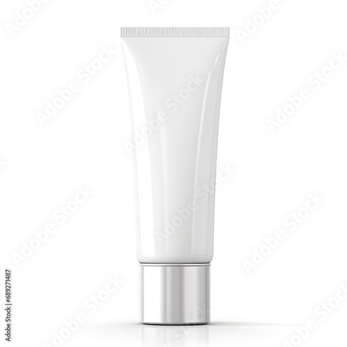 White Cosmetic Tube Packshot Mockup Isolated on White Background