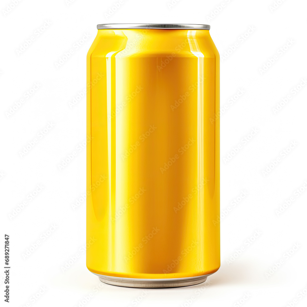 Blank Golden Beverage Can Packshot Mockup Isolated on White Background Blank Golden Beverage Can Packshot Mockup Isolated on White Background