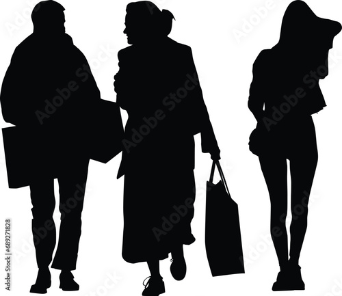 Group of Fashion Model Business Grils Silhouettes