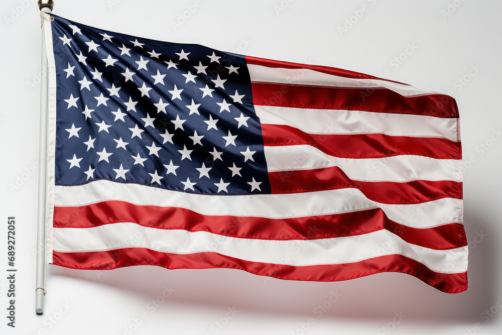 Fototapeta premium USA national flag on a white background. Generative AI.