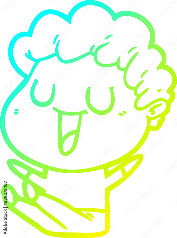 cold gradient line drawing of a laughing cartoon man cold gradient line drawing of a laughing cartoon man