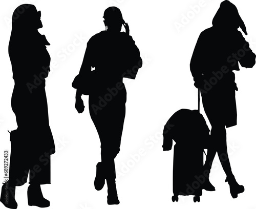 Group of Fashion Model Business Grils Silhouettes