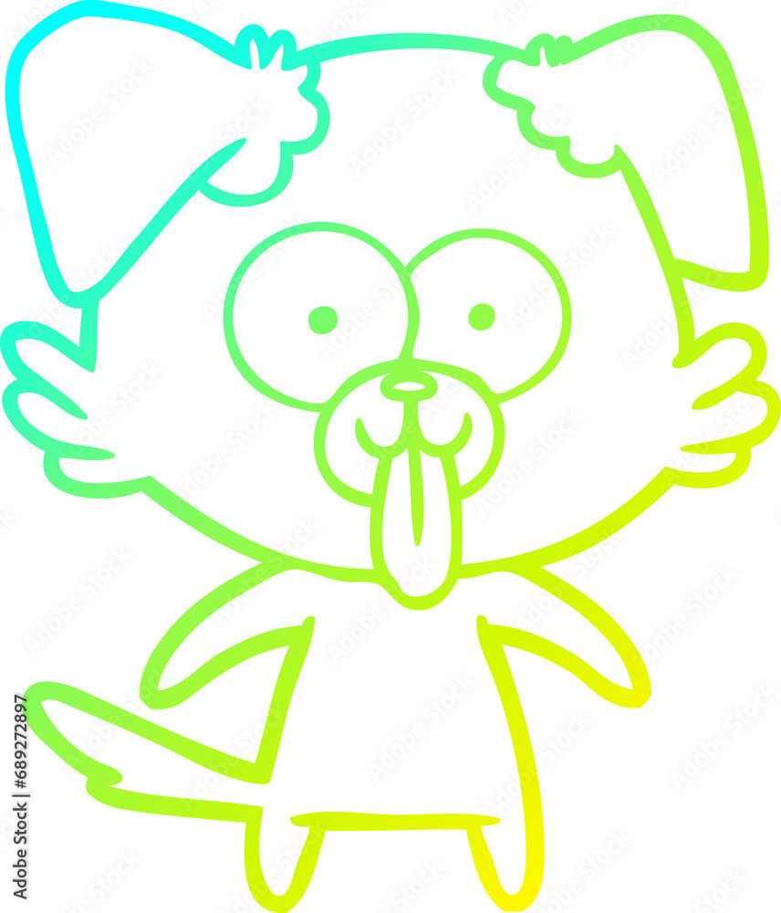 cold gradient line drawing of a cartoon dog with tongue sticking out cold gradient line drawing of a cartoon dog with tongue sticking out