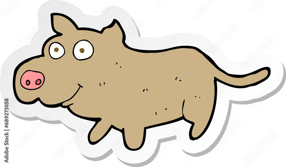 sticker of a cartoon happy little dog sticker of a cartoon happy little dog