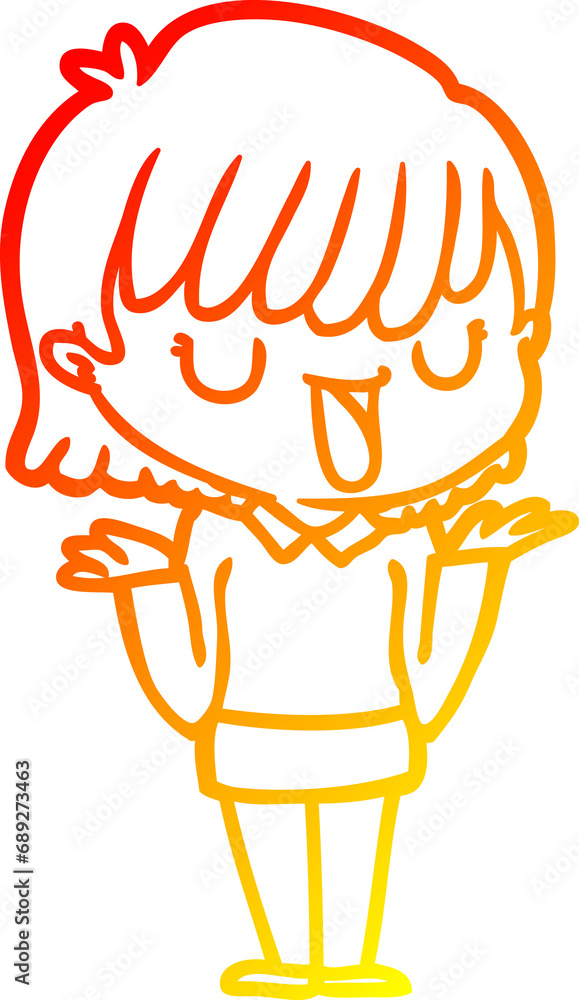 warm gradient line drawing of a cartoon woman warm gradient line drawing of a cartoon woman