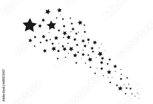 Shooting Star Black.
Shooting star with an elegant star trail on a white background. Festive star sprinkles, powder. Vector png.