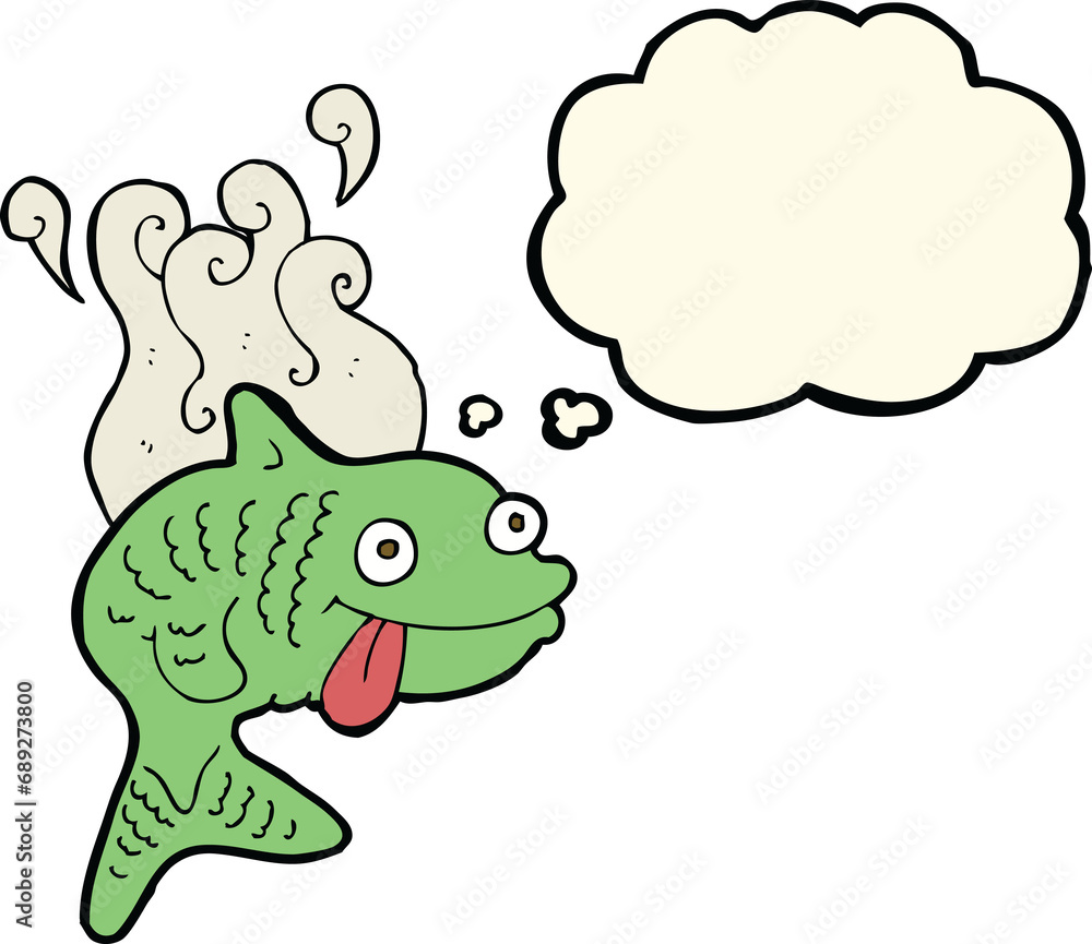 cartoon smelly fish with thought bubble cartoon smelly fish with thought bubble
