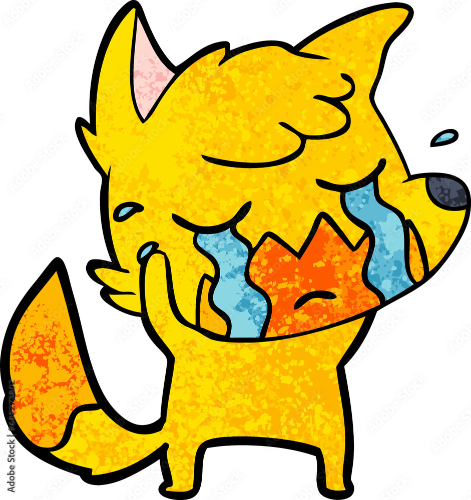 sad little fox cartoon character