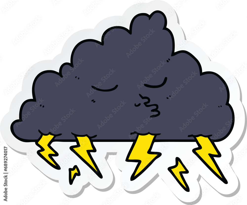 sticker of a cartoon storm cloud sticker of a cartoon storm cloud