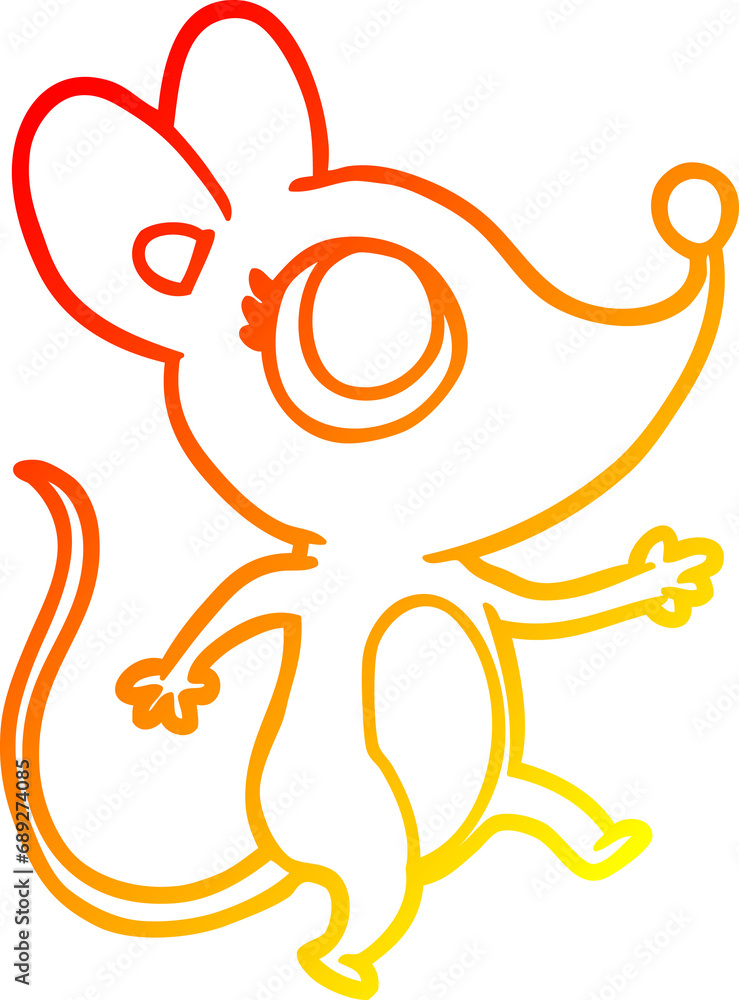 warm gradient line drawing of a cute mouse warm gradient line drawing of a cute mouse