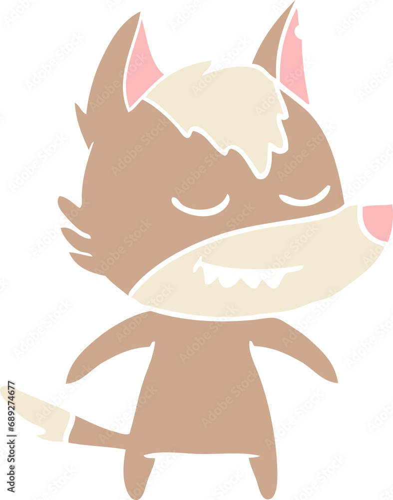 friendly flat color style cartoon wolf friendly flat color style cartoon wolf