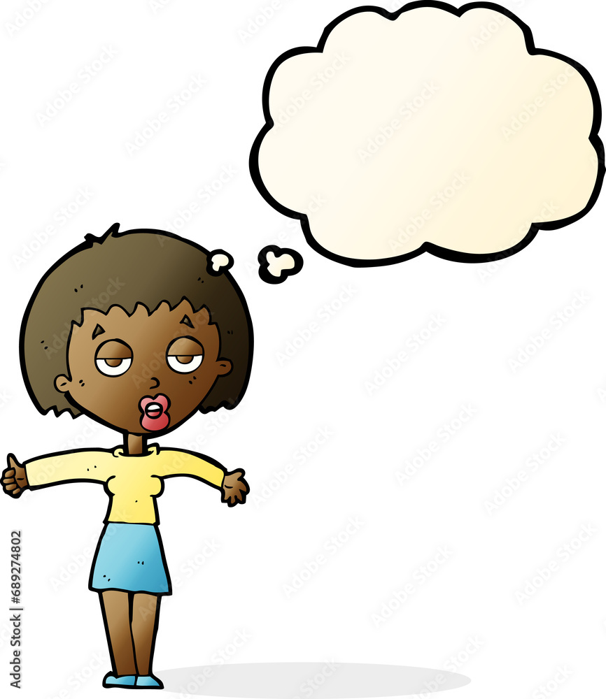 cartoon bored woman with thought bubble cartoon bored woman with thought bubble