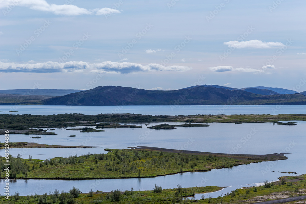 lakes and mountains in Thingvellir National Park lakes and mountains in Thingvellir National Park