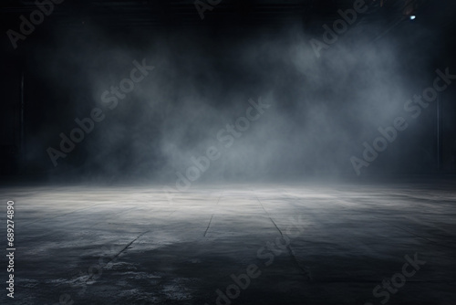Explore the ethereal charm of a mist-covered dark concrete floor, revealing a unique texture.