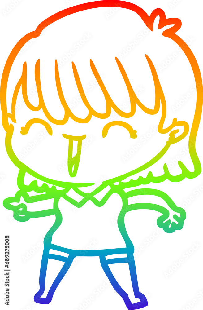 rainbow gradient line drawing of a cartoon woman rainbow gradient line drawing of a cartoon woman