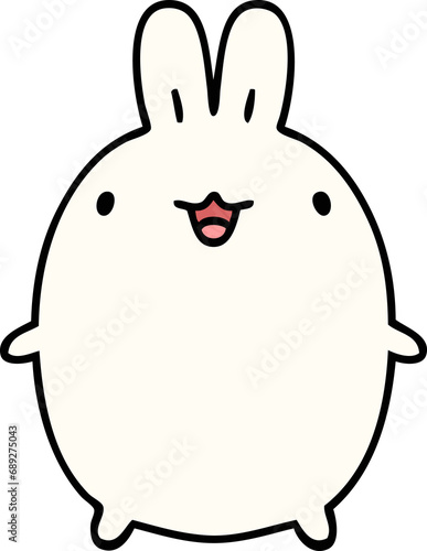 Photography cartoon of a happy rotund bunny rabbit